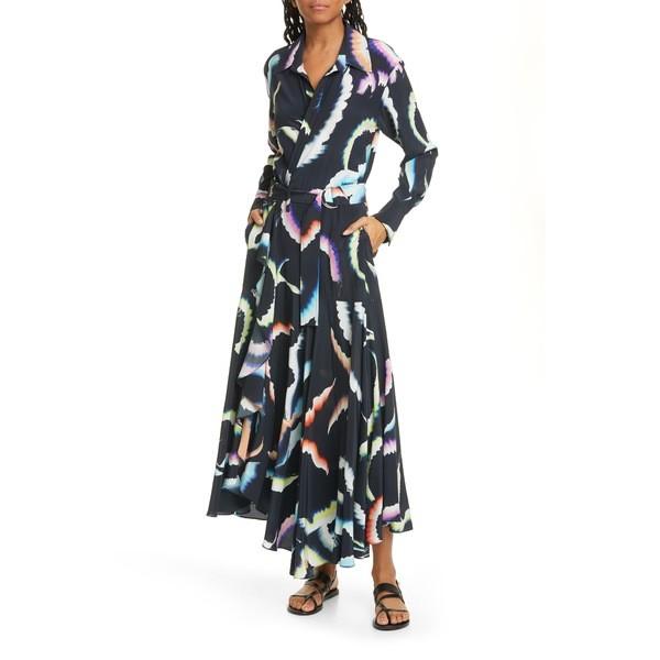エーエルシー ワンピース トップス レディース Amaya Long Sleeve Stretch Silk Maxi Dress Midnight Multi Unipymes Com