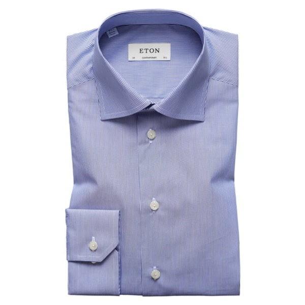 エトン シャツ トップス メンズ Contemporary Fit Stripe Dress Shirt Mid Blue Www Iainlangsa Ac Id