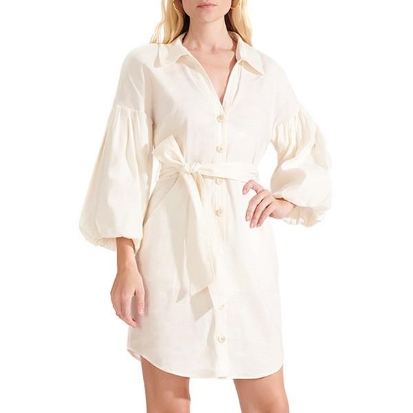 ヴェロニカ ベアード ワンピース トップス レディース Samy Linen Blend Mini Shirtdress Off White Www Fakfakkab Go Id