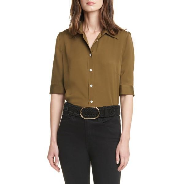 フレーム シャツ トップス レディース 70s Epaulet Silk Shirt Olive Dallasreceiver Com