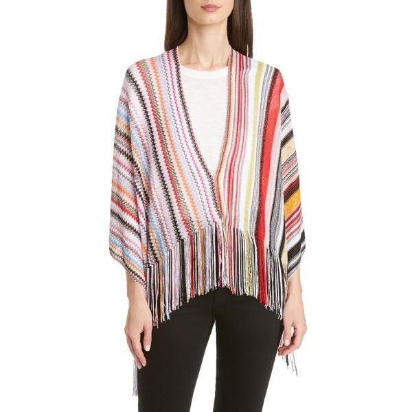 ミッソーニ マフラー ストール スカーフ アクセサリー レディース Zigzag Fringe Poncho Multi Pink Red Ypt Or Id