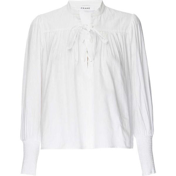 フレーム レディース シャツ トップス Mandarin Pin Tuck Top In Blanc Blanc Autoliftpartsplus Com