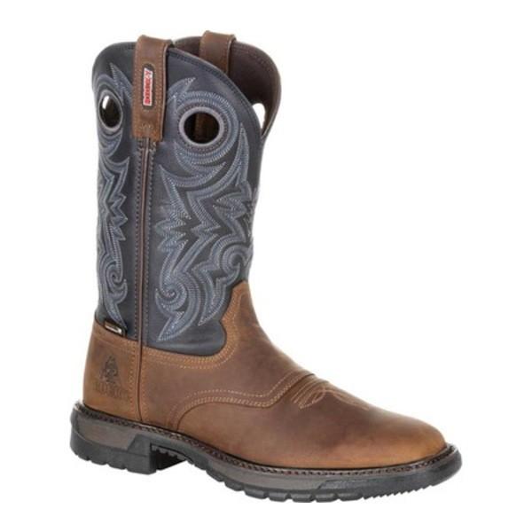 ロッキー メンズ ブーツ レインブーツ シューズ Original Ride Flx Waterproof Western Boot Buckskin And Midnight Blue Full Grain Leather Healthwellegypt Com