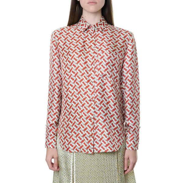 バーバリー シャツ レディース トップス Burberry Red And Beige Silk Shirt With Monogram Print Red Supersport Tn