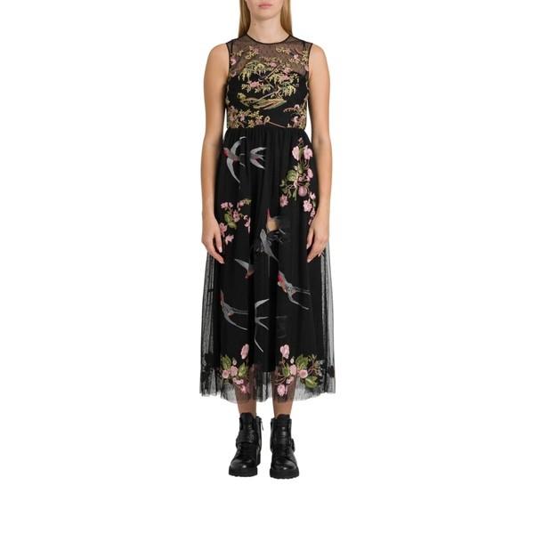 レディース ワンピース Tulle トップス Tulle Swallows レッドヴァレンティノ Swallows Flowers And Red Tulle Embroidered Valentino Dress Nero 48 51wz3jobt5 0f34 海外インポートファッション Asty