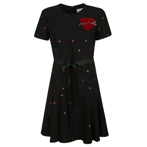 レッドヴァレンティノ ワンピース レディース トップス トップス Red Valentino レディース Sequined Black Heart Dress Black