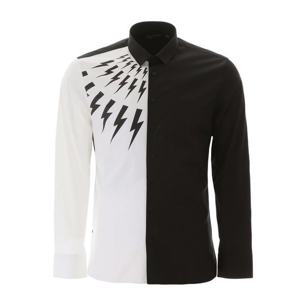ニールバレット シャツ メンズ トップス Neil Barrett Half Thunder Shirt Blackwhitewhite Www Dfimparcial Com Br