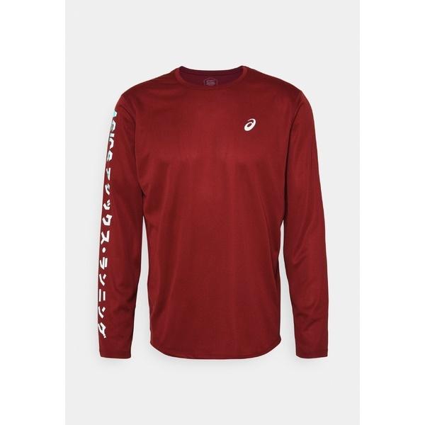 有名なブランド Katakana トップス メンズ カットソー アシックス カットソー メンズ アシックス Burgundy Shirt Sports トップス