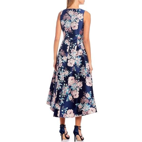 Floral ビジネス オフィススーツ トップス Hi Low Floral Print Sleeveless ワンピース Hi Low Brocade Dress A Line Asty エリザジェイ レディース Navy 56 10c1kf5ztc 0e9e 海外インポートファッション 新着