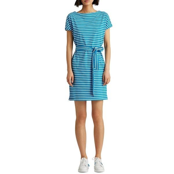 価格 安い ワンピース レディース ラルフローレン トップス Striped Sleeve Size Short Sash Petite Neckline N1me Jersey Cotton Boat オンラインストア専門店 Europub Co Uk