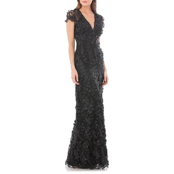 カルメンマークバルボ レディース ワンピース トップス 3d Floral Mermaid Gown Black Pymr Go Th