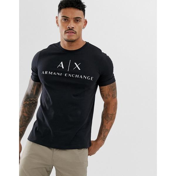 アルマーニエクスチェンジ メンズ Tシャツ トップス Armani Exchange Text Logo T Shirt In Black Black 81 Dcx4mj5p80 0236 海外インポートファッション Asty 通販 Yahoo ショッピング
