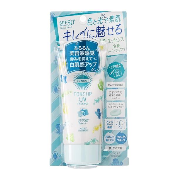 KOSE サンカット 日焼け止め トーンアップ UV エッセンス ミントグリーン カラーコントロール ウォータープルーフ 80g クリスタルフローラルの香り