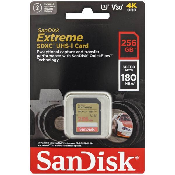 ■容量：256GB■最大読み込み速度：180MB/s■最大書き込み速度：130MB/s■バスインターフェーススピード：UHS-I■UHSスピードクラス：U3■ビデオスピードクラス：V30■スピードクラス：class 10■当店保証：6ヶ月■...