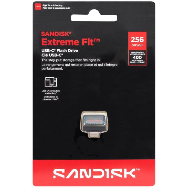 SANDISK - Extreme Fit 256GB USB-C Flash Drive - Black