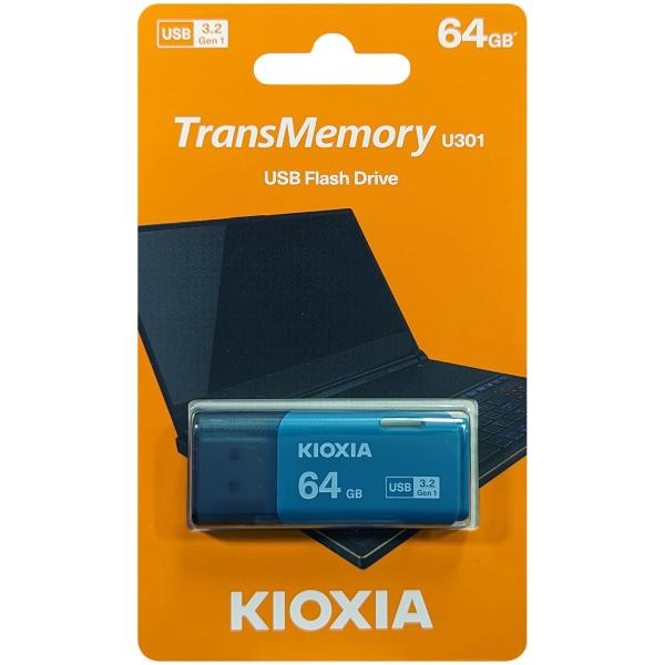 USBメモリ 64GB USB3.2 Gen1(USB3.0) KIOXIA キオクシア TransMemory U301 キャップ式 ライトブルー 海外リテール LU301L064GG4 ◆メ