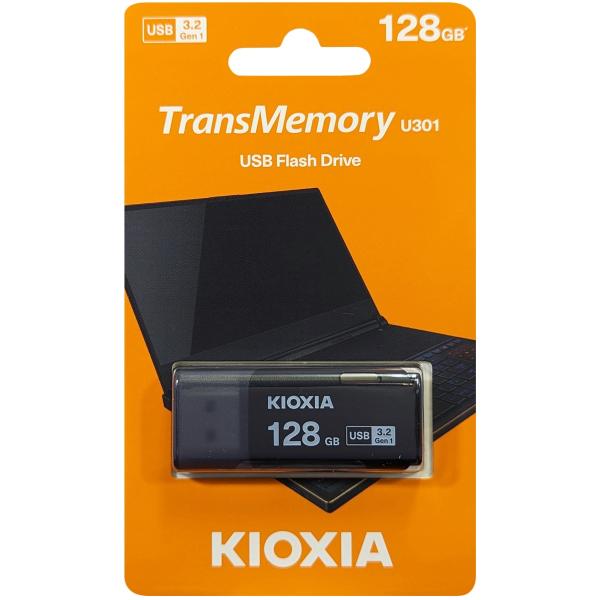 USBメモリ 128GB USB3.2 Gen1 USB3.0 KIOXIA キオクシア TransMemory U301 キャップ式 USB-Aタイプ シンプル 小型 ブラック 海外リテール LU301K128GG4 ◆メ