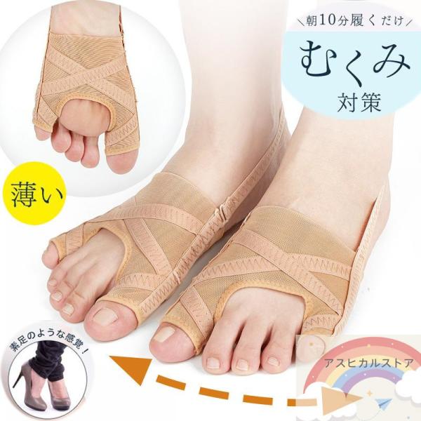 【外反母趾・内反小趾テーピングサポーター （左右セット）の商品詳細】●中足関節を閉めると指が開く原理を応用しました。●薄型なのでそのまま靴を履くことができ、毎日気軽に足のケアができます。●通気性とパワーを兼ね備えた素材を使用！素材は伸びの強...