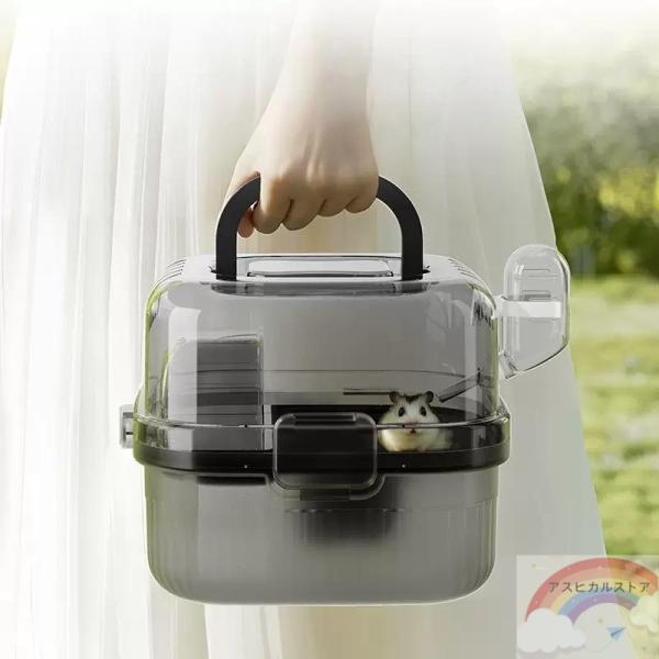 ハムスター キャリーバッグ　ポータブル　ハムスターケージ 小動物　モルモット チンチラ　お出かけ用バッグ モモンガ 鳥 デグー　掃除簡単　かご 透明　手持ち1. **軽量で携帯しやすい**     - コンパクトなデザインで、持ち運びが簡単...