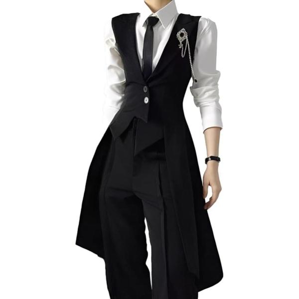執事 コスプレ衣装 メンズ 4点セット コスチューム 燕尾服ベスト ズボン ネクタイ フォーマル 紳士 演出服 学園祭 文化祭 ハロウイン 学ラン コスプレ 軍服