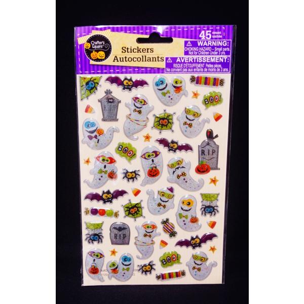 ハロウィン・ぷくぷくシール/きらきらステッカー（おばけ・こうもり