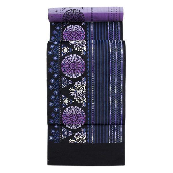 お仕立て付き】協和織物 本場筑前 博多帯 紋八寸 名古屋帯 「紋半縞