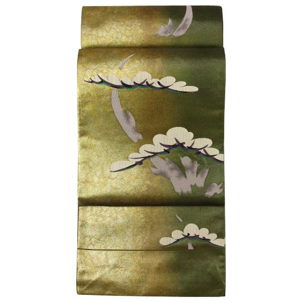 着物 帯 西陣 二色分け 焼箔 松模様 袋帯 フォーマル用に あすかや 