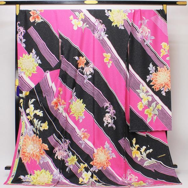 着物 振袖 艶やか！キラキラ 銀通し地 使用 個性的 LEONARD-KIMONO 花