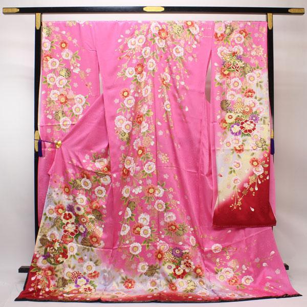 着物 振袖 豪華 綸子 紗綾形地紋 金彩加工 花意匠 刺繍 未仕立て 