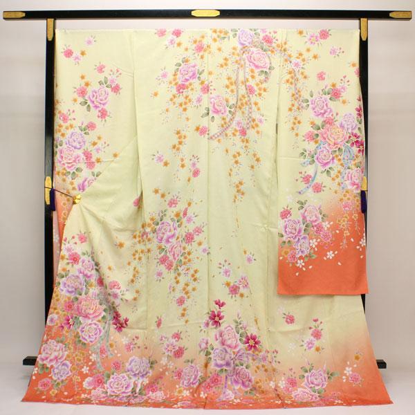 着物 振袖 ラメ箔刺繍 花意匠 未仕立て あすかや [商品番号fs272 