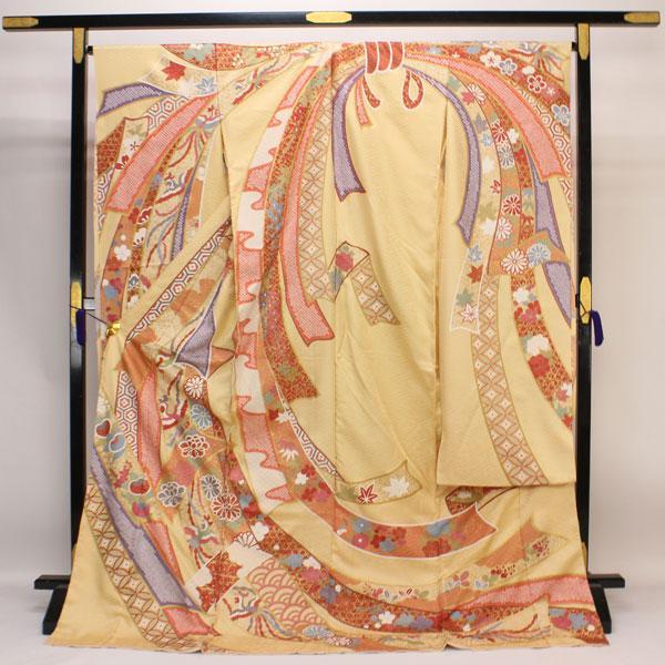 着物 振袖 紋織綸子 熨斗目 疋田模様 古典柄 未仕立て あすかや