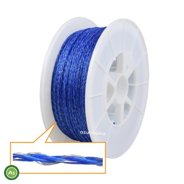 ロープ状のさく線でやわらかく、設置・撤収が楽にできますまた動物の視認性の高い青色と金属線が表面に出る特殊な編み方で、しっかりと強力な電力ショックを与えます青い色のさく線は視認性が良く（動物が気づきやすく）、確認行動をする際に、しっかりと電気...