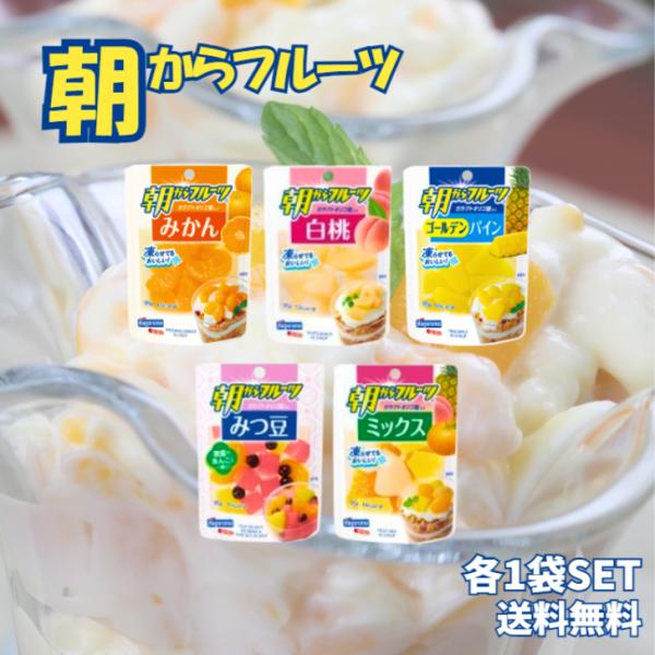 【はごろも 朝からフルーツ 95g 5種各1個セット】お手軽パウチタイプ♪使い切りにちょうどいいサイズです♪◆セット内容◆・みかん・白桃・ゴールデンパイン・みつ豆・ミックス各1個ずつ保存方法直射日光を避け常温で保存フルーツの食材みかん、白桃...