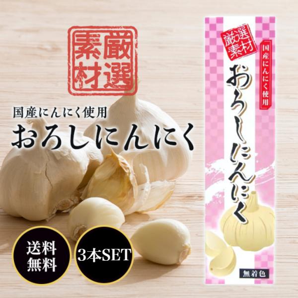 東京フード おろしにんにく 40g×3本セット 国産 すりおろし ニンニク 大蒜 厳選素材使用 ( 国産 にんにく 赤穂の天塩 ) 刺身 ラーメン パスタ 餃子 便利