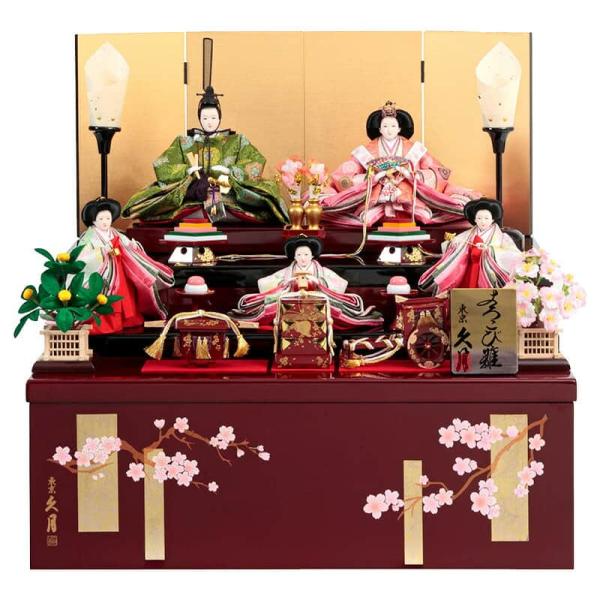 正規品! 人形の久月 雛人形 美顔 三段 木製棚 超美品 五人飾り asakusa