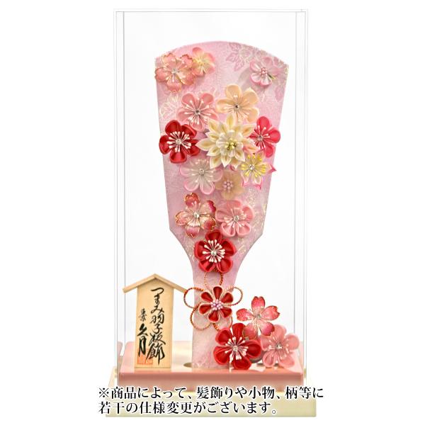 久月 羽子板 ケース飾り 100-MPAH つまみ細工 かんざし 10号 ピンク