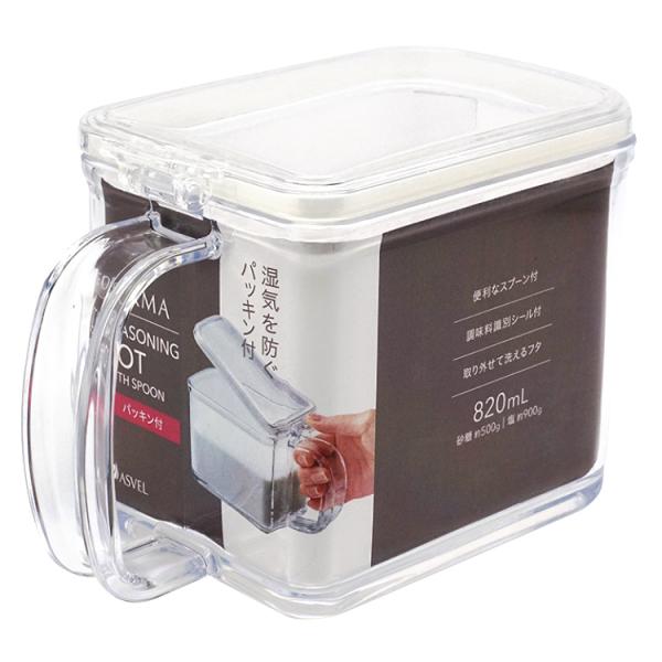 容量 ： 820mlサイズ ： 幅9.1×奥行16.7×高さ11.3cm材質 ： ストッカー・フタ=ポリスチレン　スプーン=ポリプロピレン　パッキン=シリコーンゴム