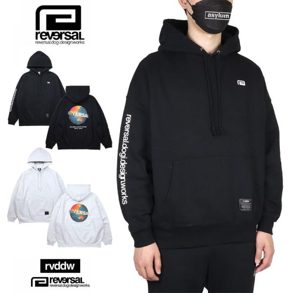 美品 reversal リバーサル プルオーバーパーカー ブラック 定番 ロゴ リバーサル パーカー メンズ 正規販売店 REVERSAL プルオーバー