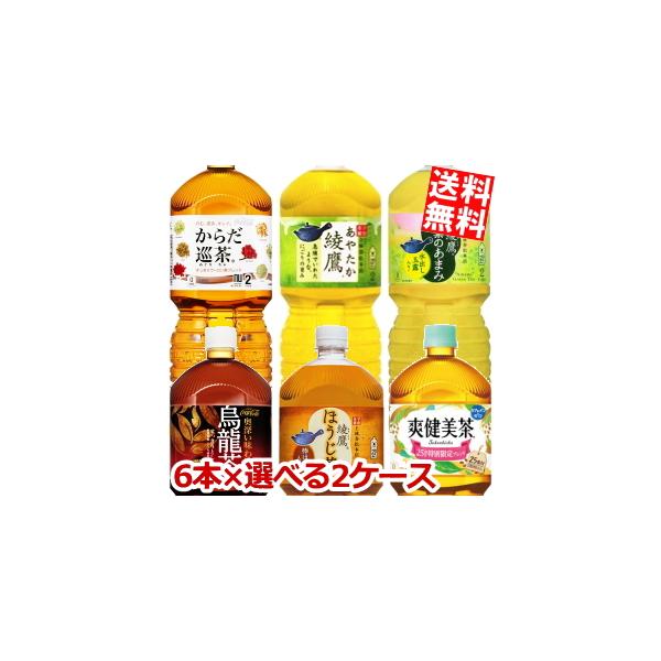 期間限定特価 送料無料 コカコーラ 大容量茶飲料 選べるセット 2Lペットボトル 計12本(6本×2ケース) 綾鷹 爽健美茶 ウーロン茶 烏龍茶 お茶