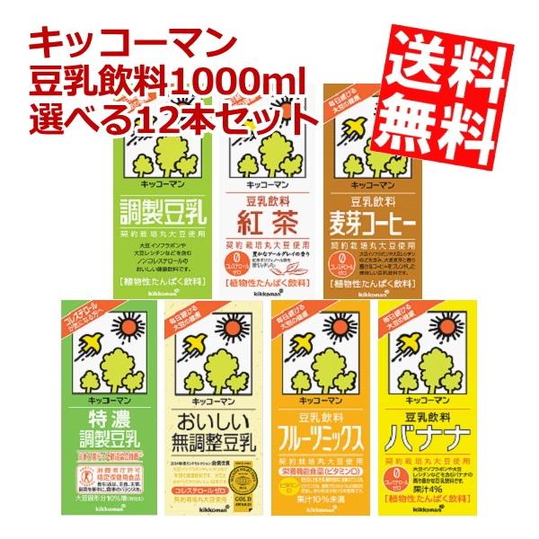 送料無料 キッコーマン飲料 豆乳飲料 1000ml紙パック 選べる12本セット