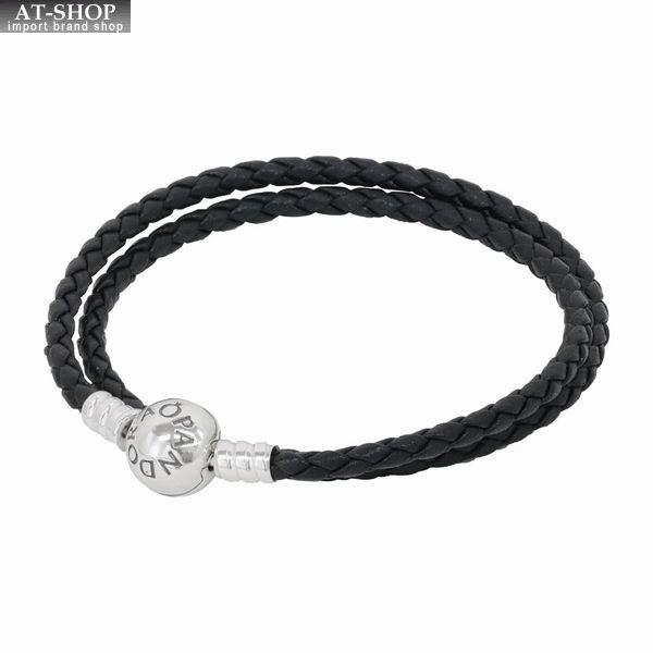 PANDORA パンドラ ブレスレット Moments Double ブラック レザー PANDORA パンドラ ブレスレット Moments Double ブラック レザー