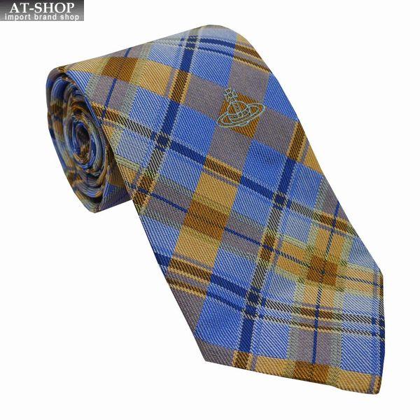 Vivienne Westwood ヴィヴィアン・ウェストウッド ネクタイ チェック柄 ライトブルー系 イタリー製 シルク100％ 81050004-W0101-K403-LIGHT BLUE AW24 Vivienne Westwood（ヴィヴィアンウエストウッド） ヴィヴィアン