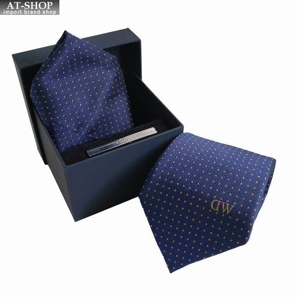 Daniel Wellington ダニエルウェリントン メンズネクタイ チーフ タイバー3点セット ネイビー系 ドット DW02800013 Daniel Wellington（ダニエルウェリントン） ネクタイ&タイバー&チーフ