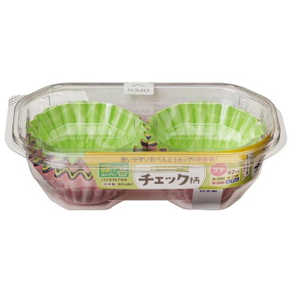 東洋アルミ おべんとうカップ チェック柄 プチ 4色入 92枚入
