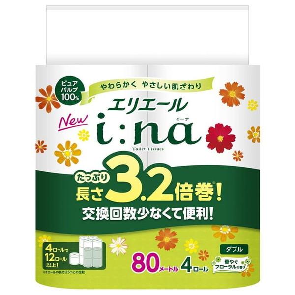 大王製紙 エリエール i:na イーナ トイレット 3.2倍巻 華やぐフローラルの香り ダブル 4ロール入