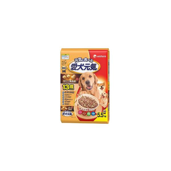 ３個セット ユニ・チャーム 　愛犬元気 13歳以上用 ささみ・ビーフ・緑黄色野菜・小魚入り 5.5ｋｇ　4520699657287