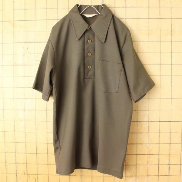 60s 70s USA David HoniScu ポロ シャツ メンズM ブラウン 半袖 