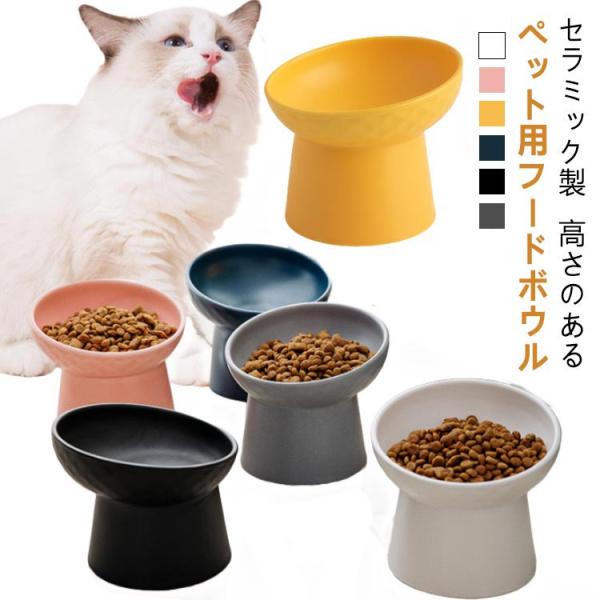 猫 食器 ひげが当たらない フードボウル 斜め ペット食器 陶器 犬 ねこ