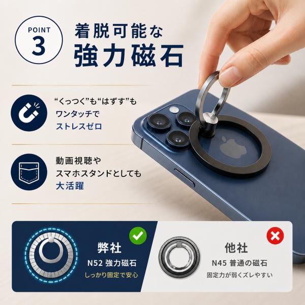�X�}�z�����O Magsafe �����O ���� iPhone �A�N�Z�T���[ �X�}�z�X�^���h �X�^���h �}�O�Z�[�t �}�O�l�b�g �o���J�[�����O �X�}�z ���΃z�[���h�����O 2025�ŐV ���i�摜5