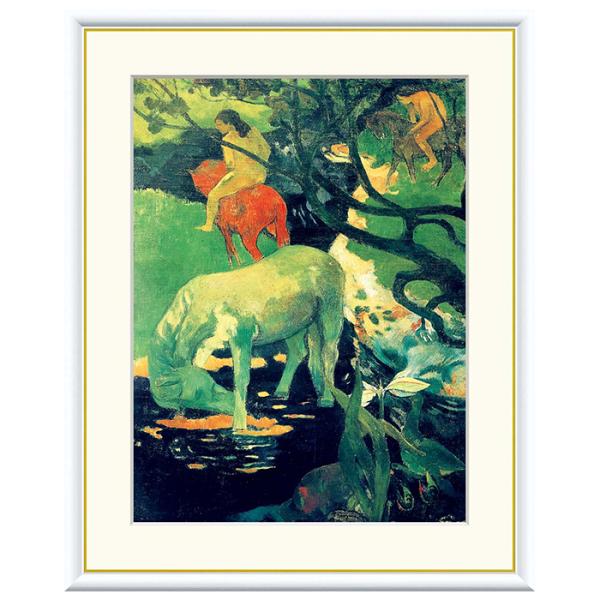額絵 白い馬 ポール・ゴーギャン 42x34cm 三幸